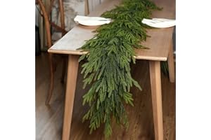 VIERENA Real Touch Christmas Norfolk Pine Garland - 9ft Artificial Christmas Garland Fake Pine Needles Faux Green Garland for Fireplace,Table,Window,Stairs,Mante,Holiday Indoor Outdoor Xmas Decor(1PCS)