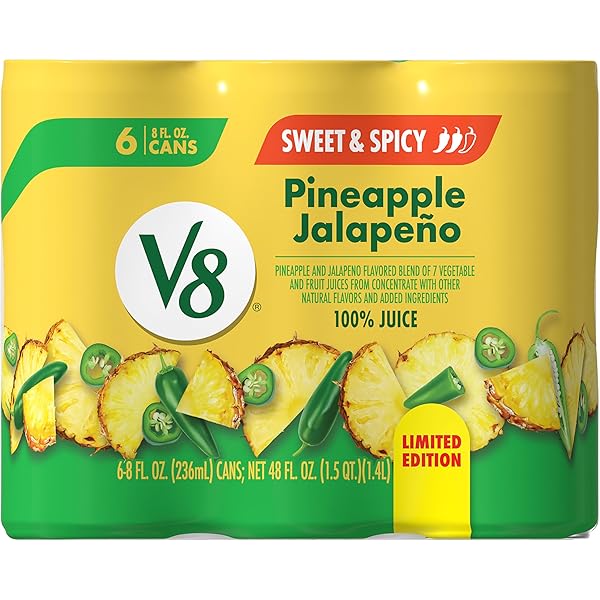 V8 PINEAPPLE JALAPENO 100% FRUIT AND VEGETABLE JUICE,...
