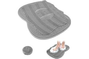 Mabnuby Silicone Shower Foot Scrubber Mat with Suction Cups & Double-Sided Body Scrubber 2 Pack, Improves Foot Circulation an
