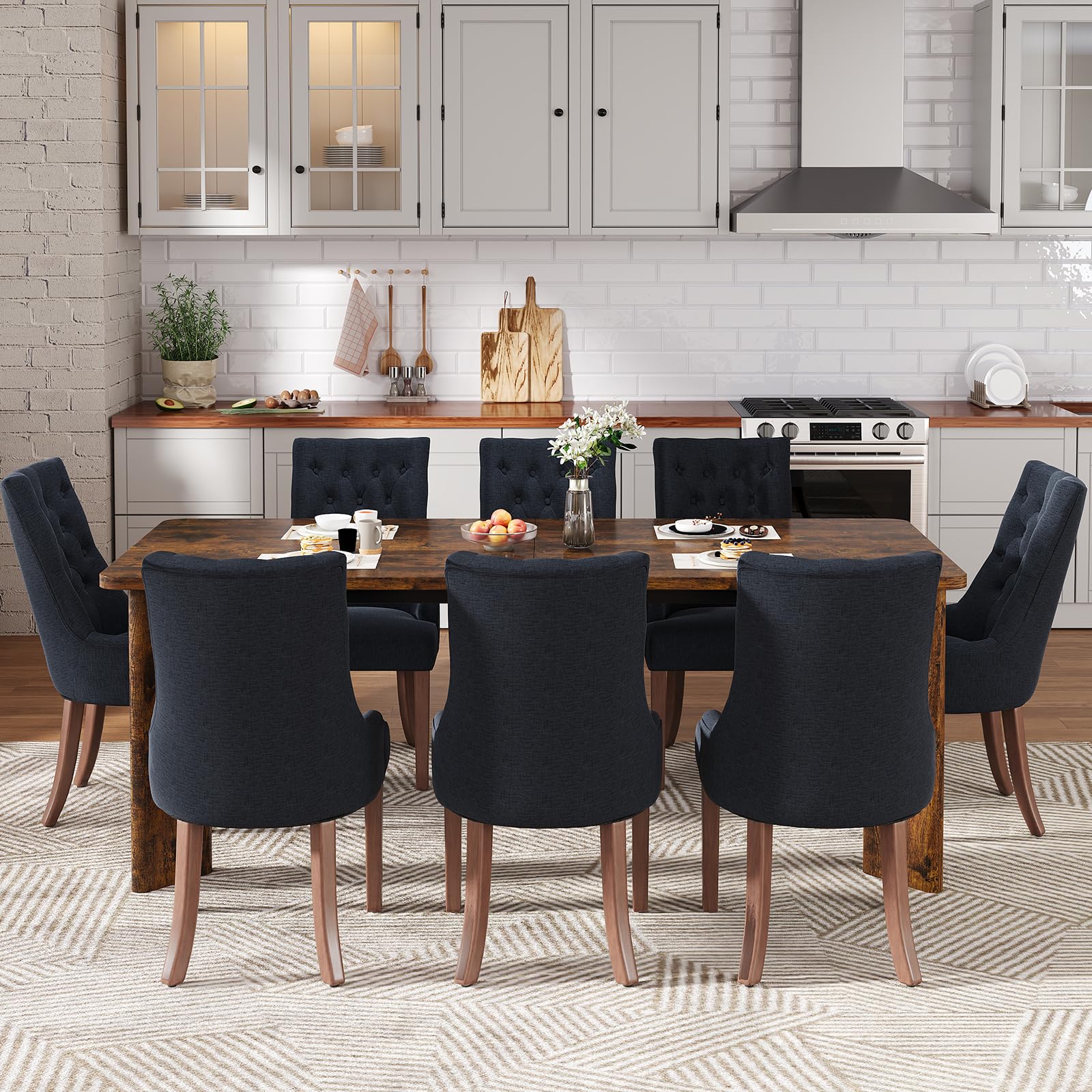 Photo 1 of PARTIAL SET-- CHAIRS ONLY! 2 chairs *NO LEGS* --------------------------------------------------------------------------------MALOL 9-Piece Rectangular Dining Table Set for 8, 63" Industrial Kitchen Table with 8 Tufted Parsons Dinner Chairs for Dining Roo
