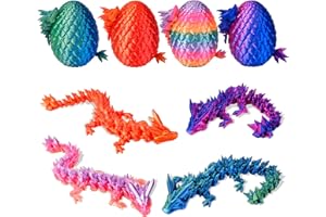DIRMXRY 3D Printed Dragon Eggs Animals Toys for Kids-Christmas Stocking Stuffers for Teen Girls Boys, 4PCS Mini Crystal Dragon Toys for Ages 8-13 Year Old, Funny Gifts Prefilled Easter Basket Essentials