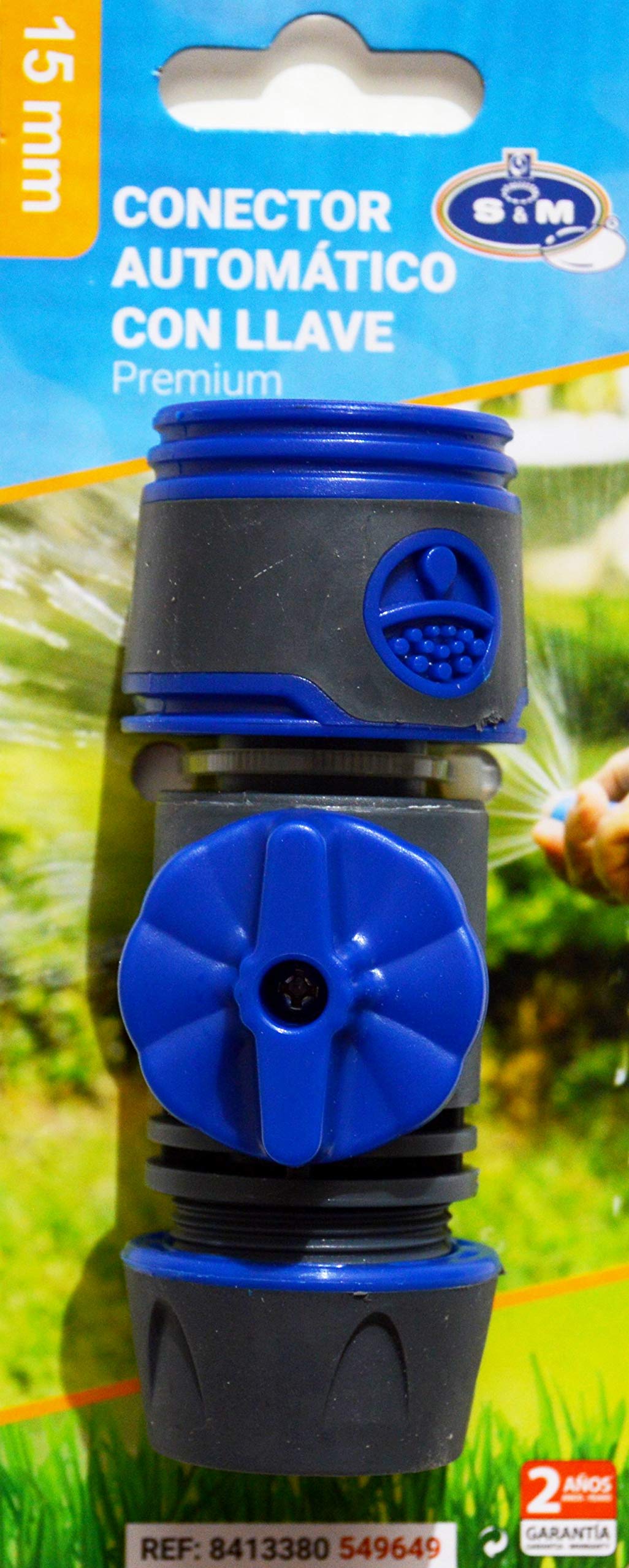 S&M Automatic Connector with Key 15 mm Premium Black/Cobalt Blue