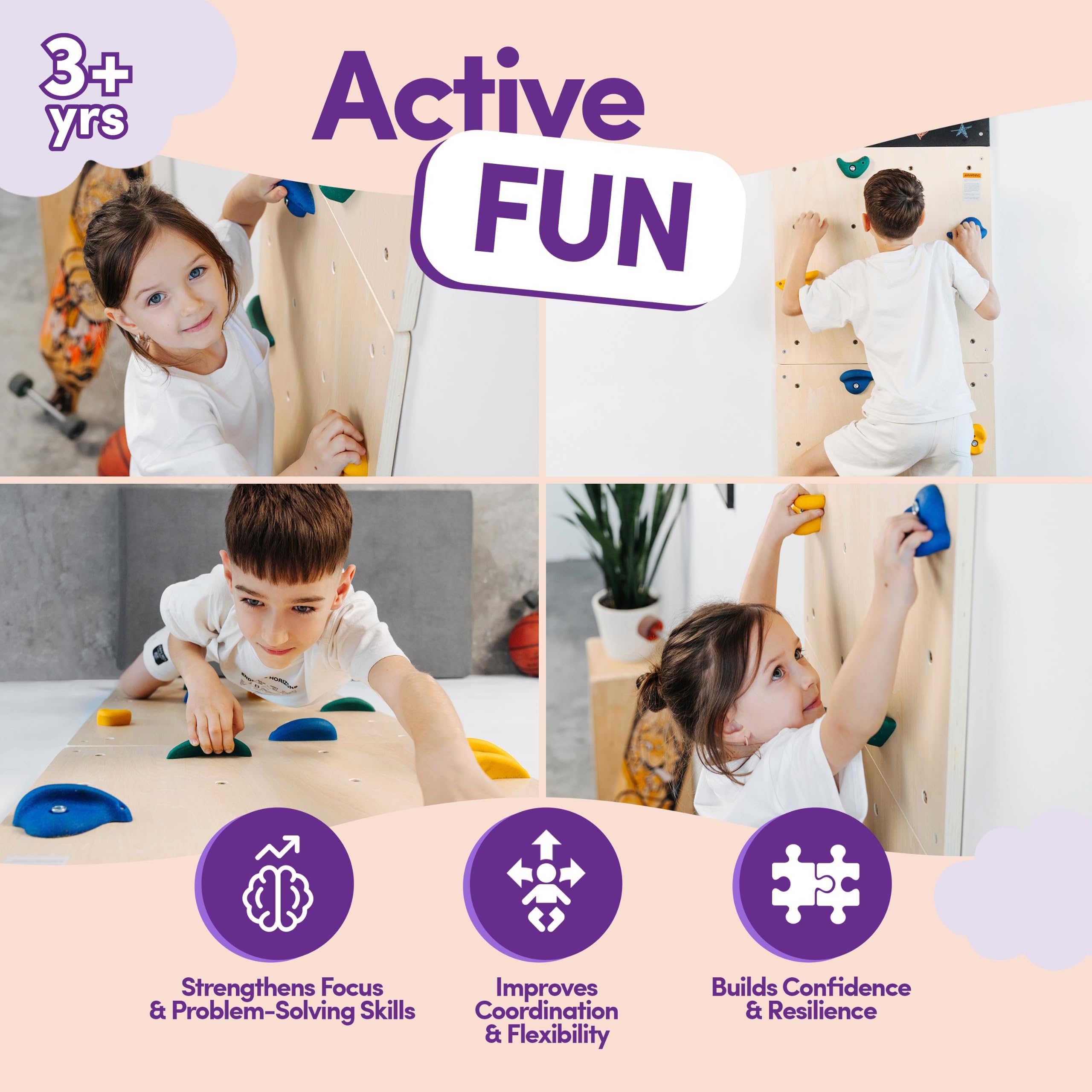 ComfyBumpy Rock Climbing Wall for Kids | Indoor Playground and Play Gym Set - Kids Climbing Toys Indoor Playset for Girls and Boys Playroom