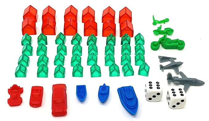 Monopoly Millionär Zubehör Set 58 Teile mit Häusern, Hotels, Würfel, Figuren