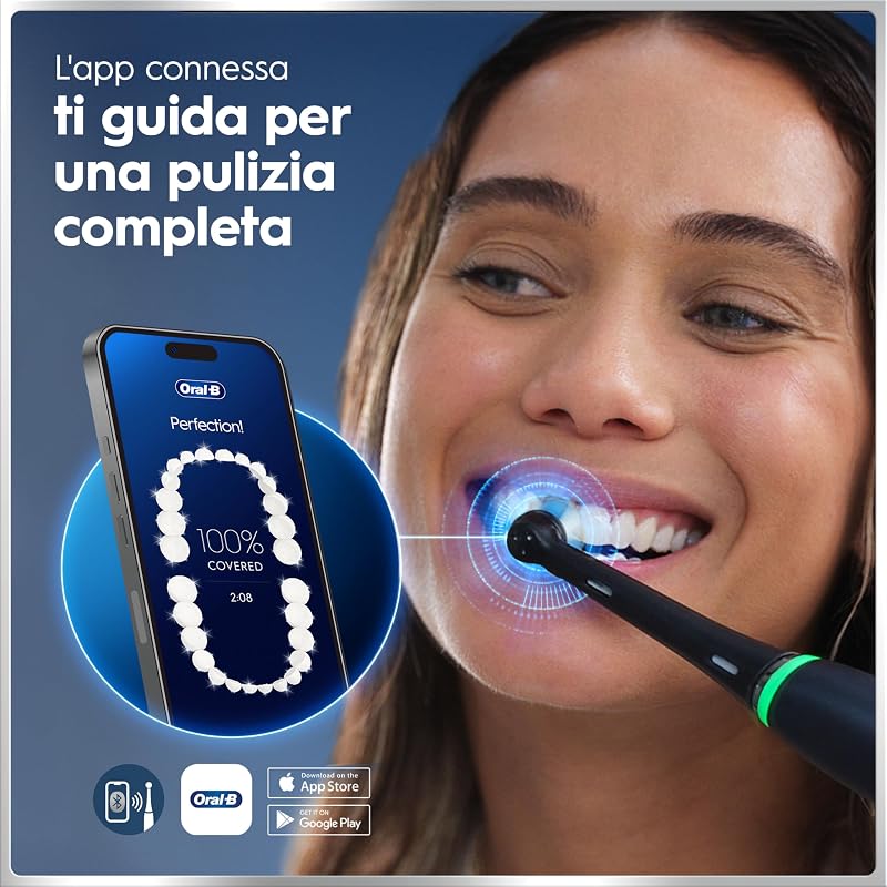 iO 6 Spazzolino Elettrico, 2 Testine, Custodia, Copri Testina, Nero