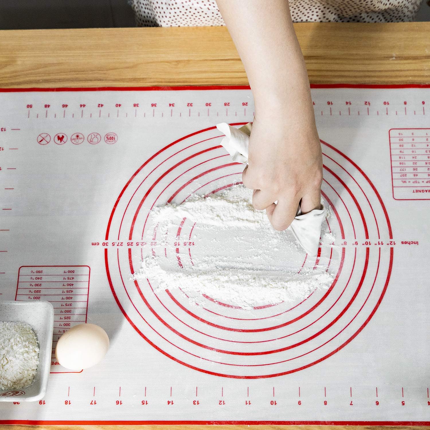 Large Silicone Pastry Mat with 2 Set Measurement Baking Mat Cookie Sheet bpa Free for Oven, Non-Stick Silicone Pastry Baking Mat with Circles for Rolling Dough: Kitchen & Dining