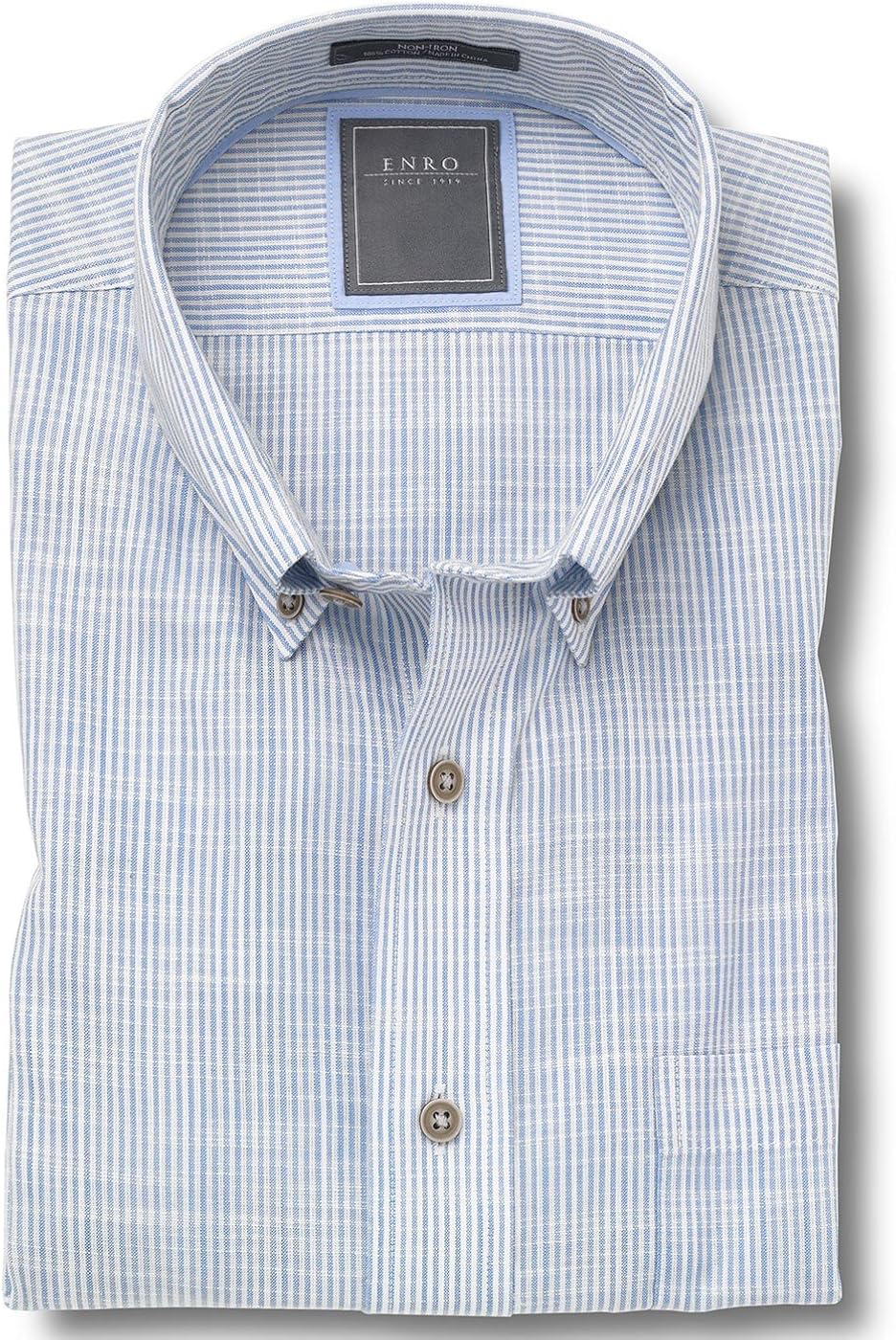 Enro Men's Hancock Button Down Collar Casual Shirt (Blue Stripe, XL) at
