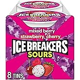 Ice Breakers Sours Assorted Fruit Flavored Sugar Free Mints Tins, 1.5 oz (8 Count)