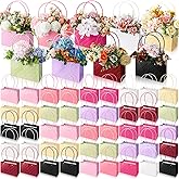 TaoBary 54 Pcs Mother's Day Flower Gift Bags Portable Bouquet Wrapping Paper Bag with Handle Waterproof Flower Boxes for Florist Wedding Arrangement Anniversary Birthday Bridal Shower Christmas