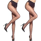 HUE Women's 2 Pack Sheer Tights Assorted Womens Tights Including Control Top, Fishnet, Lace, Toeless Pantyhose
