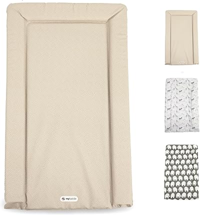 My Babiie Changing Mat Padded Waterproof Raised Edges Oatmeal Herringbone