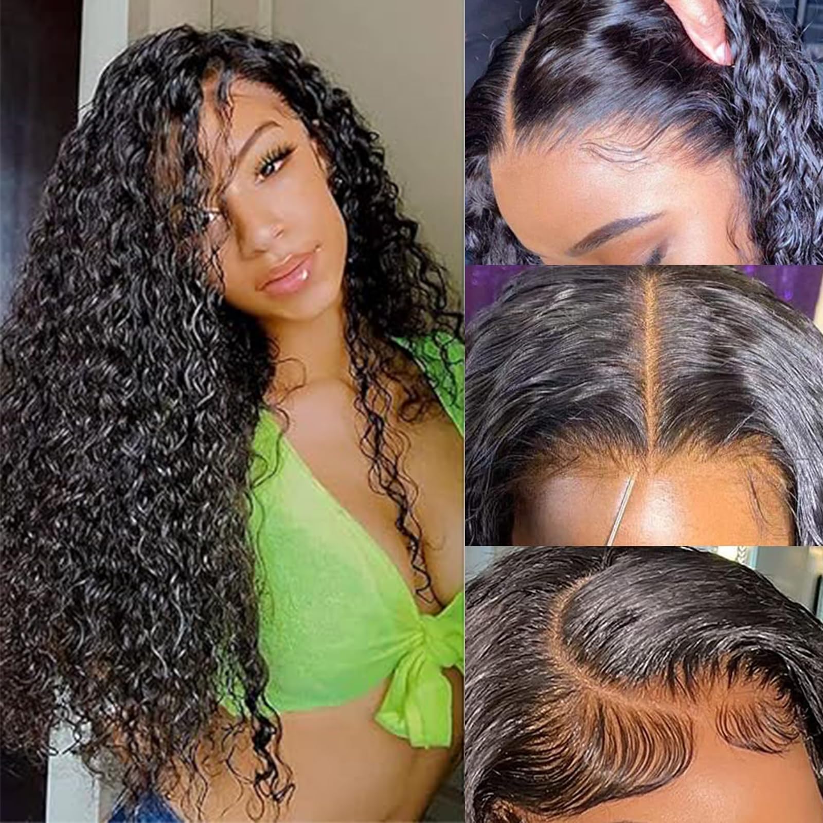 13x4 Lace Front Wigs For Black Women Pre Plucked Natural Black Glueless 280% Density Kinky Curly Brazilian Human Hair Wigs 22 Inch