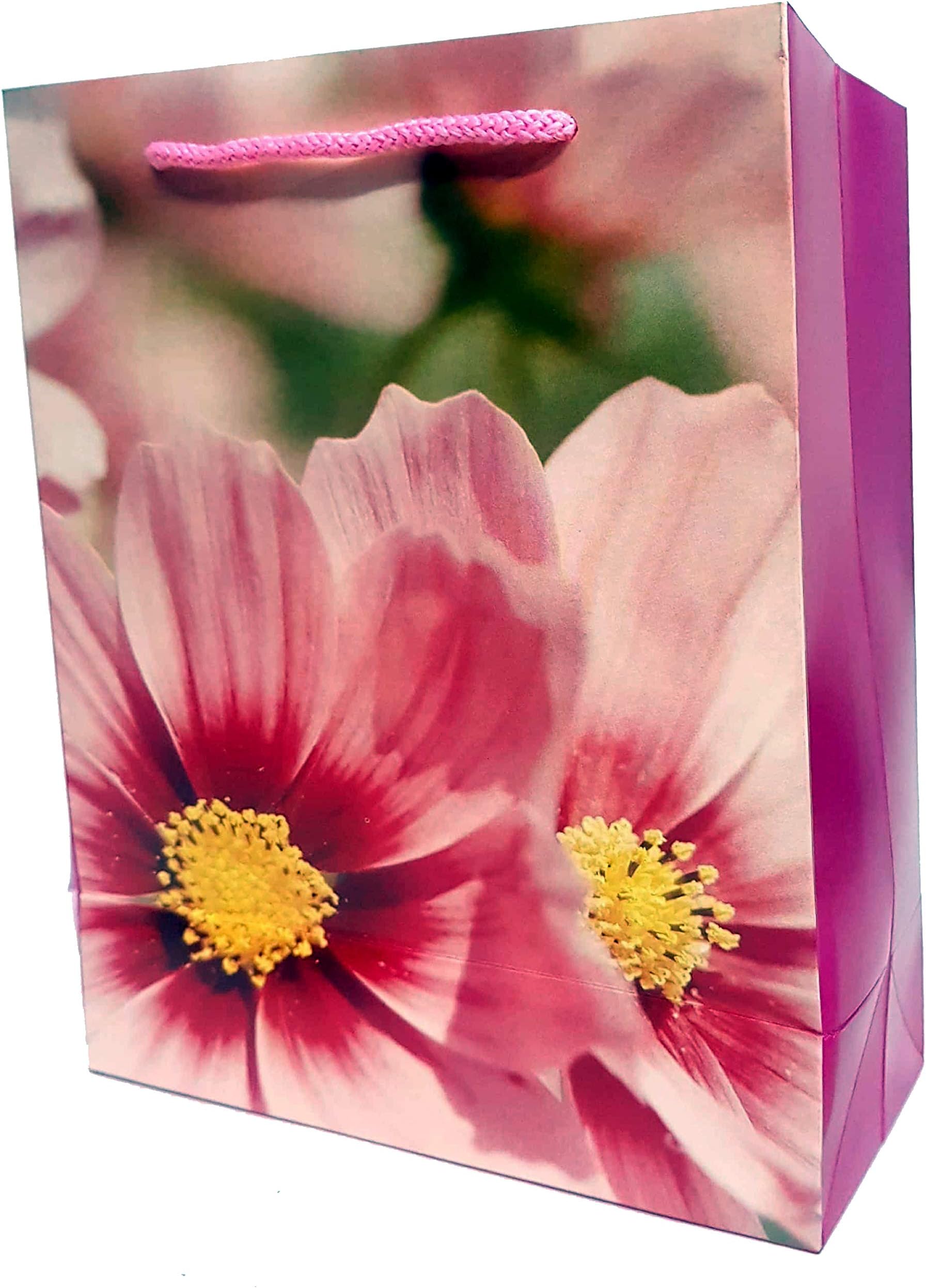 Eco Bag Factory Paper Bags Pink Flowers - Pack of 15