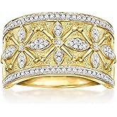 Ross-Simons 0.25 ct. t.w. Diamond Etruscan-Style Ring in 18kt Gold Over Sterling