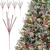 Egolot 12 PCS Christmas Candy Cane Picks for Christmas Tree Topper, Red White Picks Sprays for Xmas Wreath DIY Vase Centerpieces, Candy Cane Ornaments Decorations