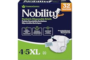 TENDERGENTLE 4-5xl Adult Diapers for Women and Men - Case of 32 Bariatric Disposable Briefs with Tabs and Stretchable Side Panels - 100% Breathable with Maximum Absorbency, White