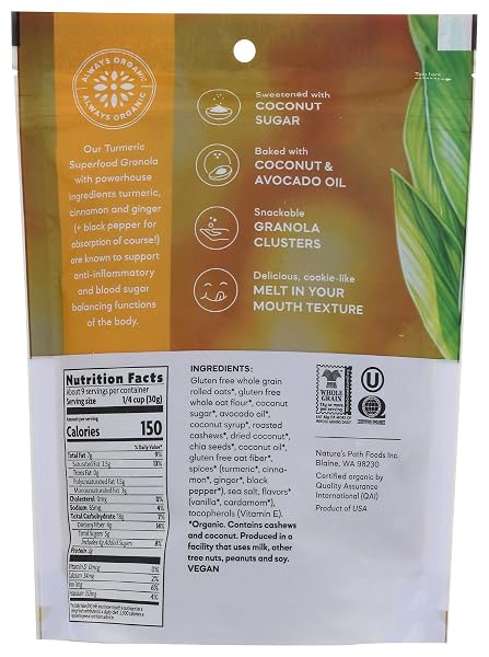 NATURES PATH ORGANIC GOLDEN TURMERIC SUPERFOOD GRANOLA, 9.5 OZ