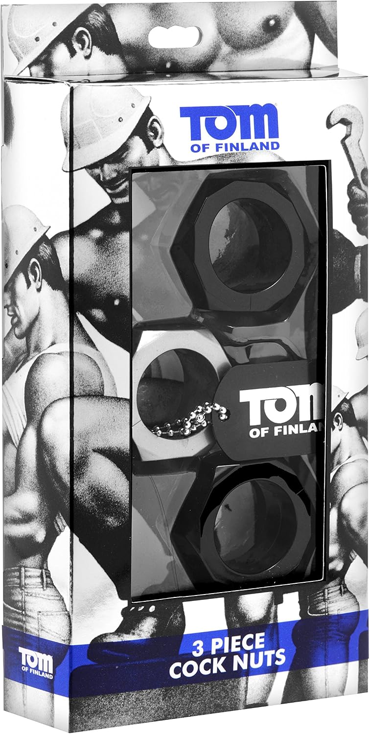 Tom of Finland Cock Nuts Penis Ring - Pack of 3, Black - Image 4