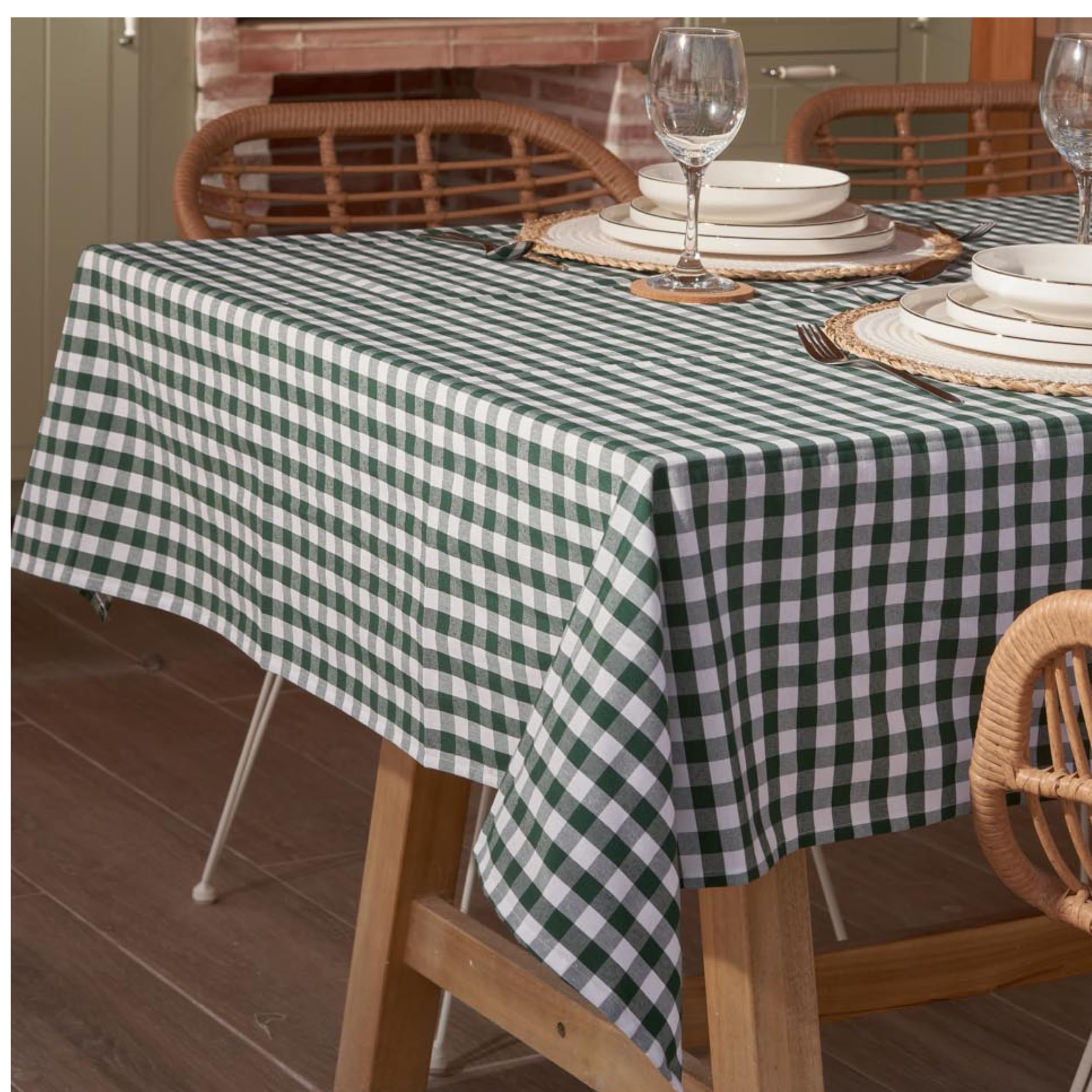 Jarapa Home Stain-Resistant Tablecloth, Rectangular Table, Repels Liquids and Stains, Soft Cotton Resin Fabric; Made in Spanish (150 x 150 cm, Brown)