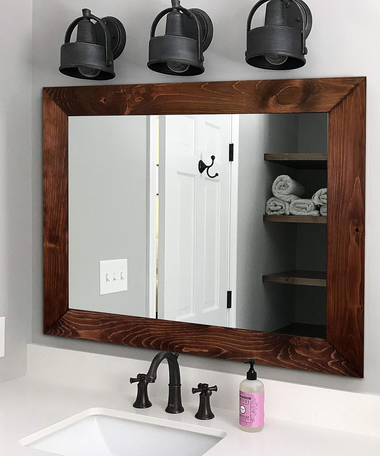 Amazon.com: Shiplap Rustic Wood Framed Mirror, 20 Stain ...