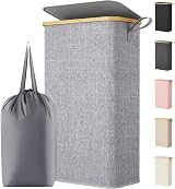 Lifewit 75L Slim Laundry Basket with Lid Grey Narrow Foldable