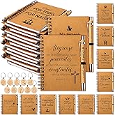 Qeeenar 180 Pcs Spanish Christian Gifts Spiral Religious Notebooks Christian Valentines Gift Spanish Prayer Journal with Bible Pens and Keychain for Women Men Teacher Valentine's Day Church