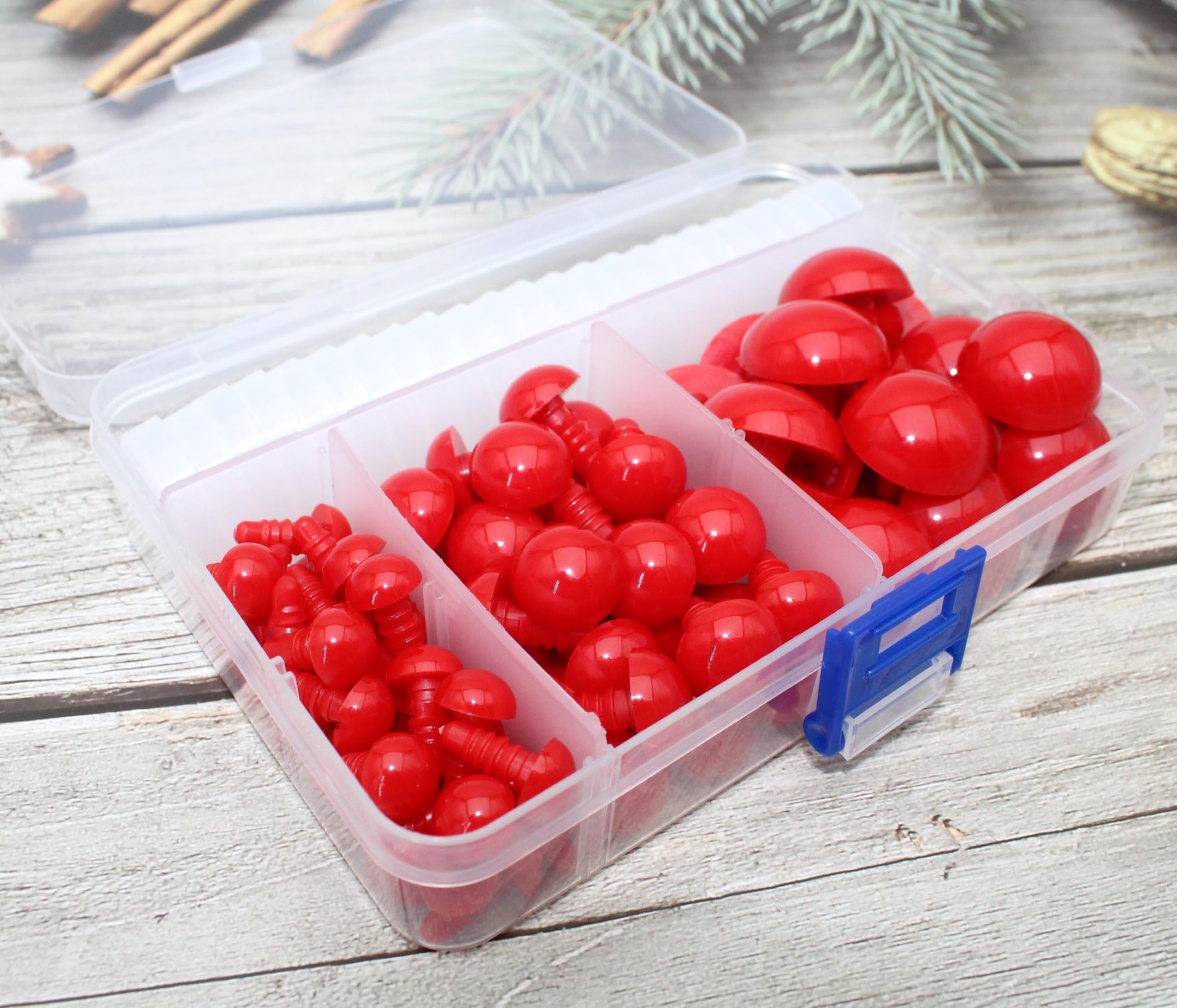 BESTCYC 1Box(80pcs) Red Plastic Safety Eyes,3Different Size Threaded Design Craft Eyes with Washers for DIY Making and Repair Making of Amigurumi Stuffed Animal,Doll,Toy, Crochet, Supplies