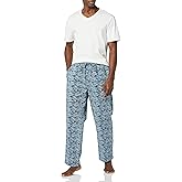 Amazon Essentials Men's Cotton Poplin Pant with Cotton Jersey T-Shirt Pajama Set