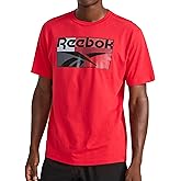 Reebok Mens Short Sleeve Graphic Crewneck T-Shirt, Standard Fit, Lightweight Cotton-Poly Fabric