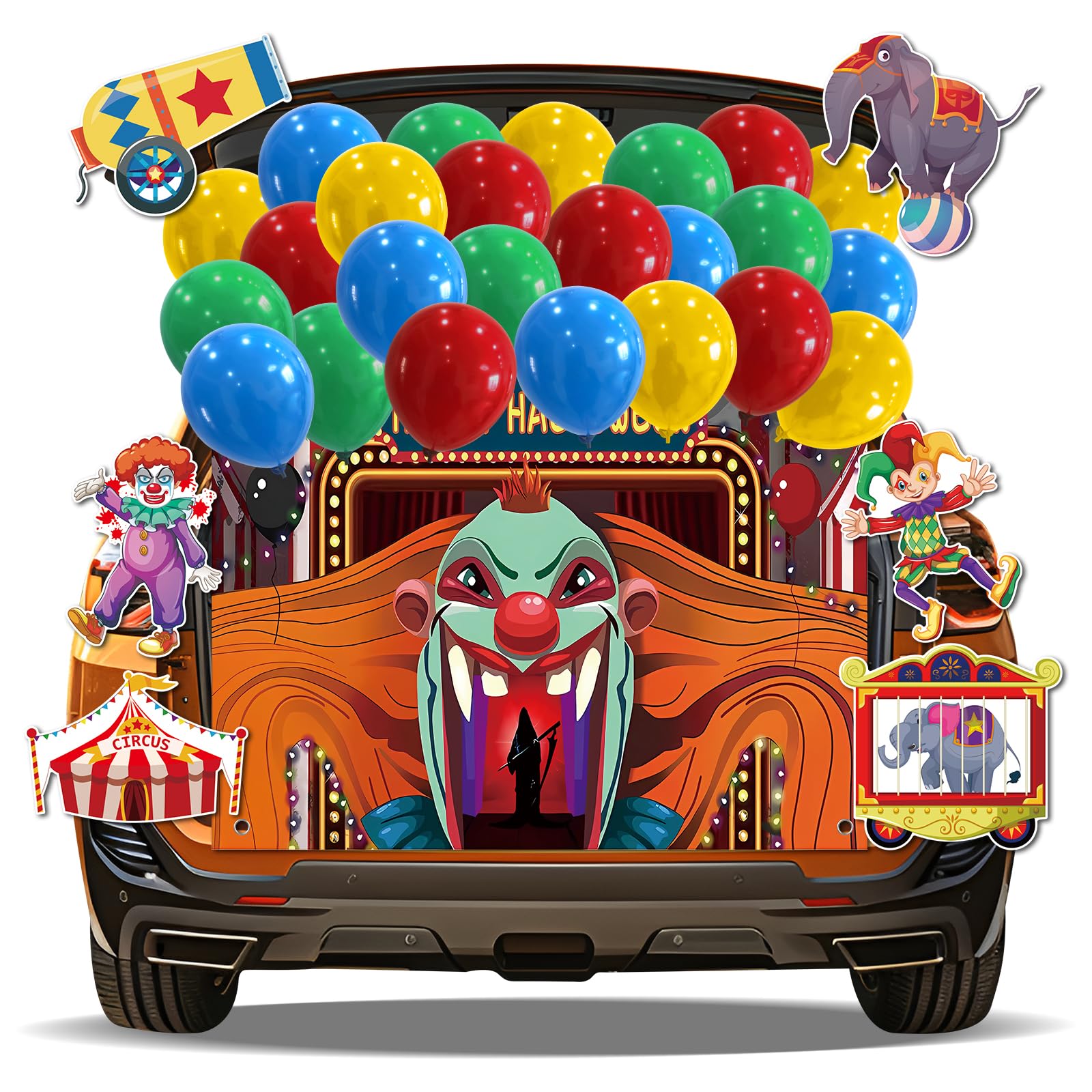 Photo 1 of Halloween Trunk or Treat Car Decorations Kit,Trunk or Treat Decorations for SUV ?Car Archway Garage Door Decoration Car Stickers, Candy-Land Trick or Treat Outdoor Party Supplies
