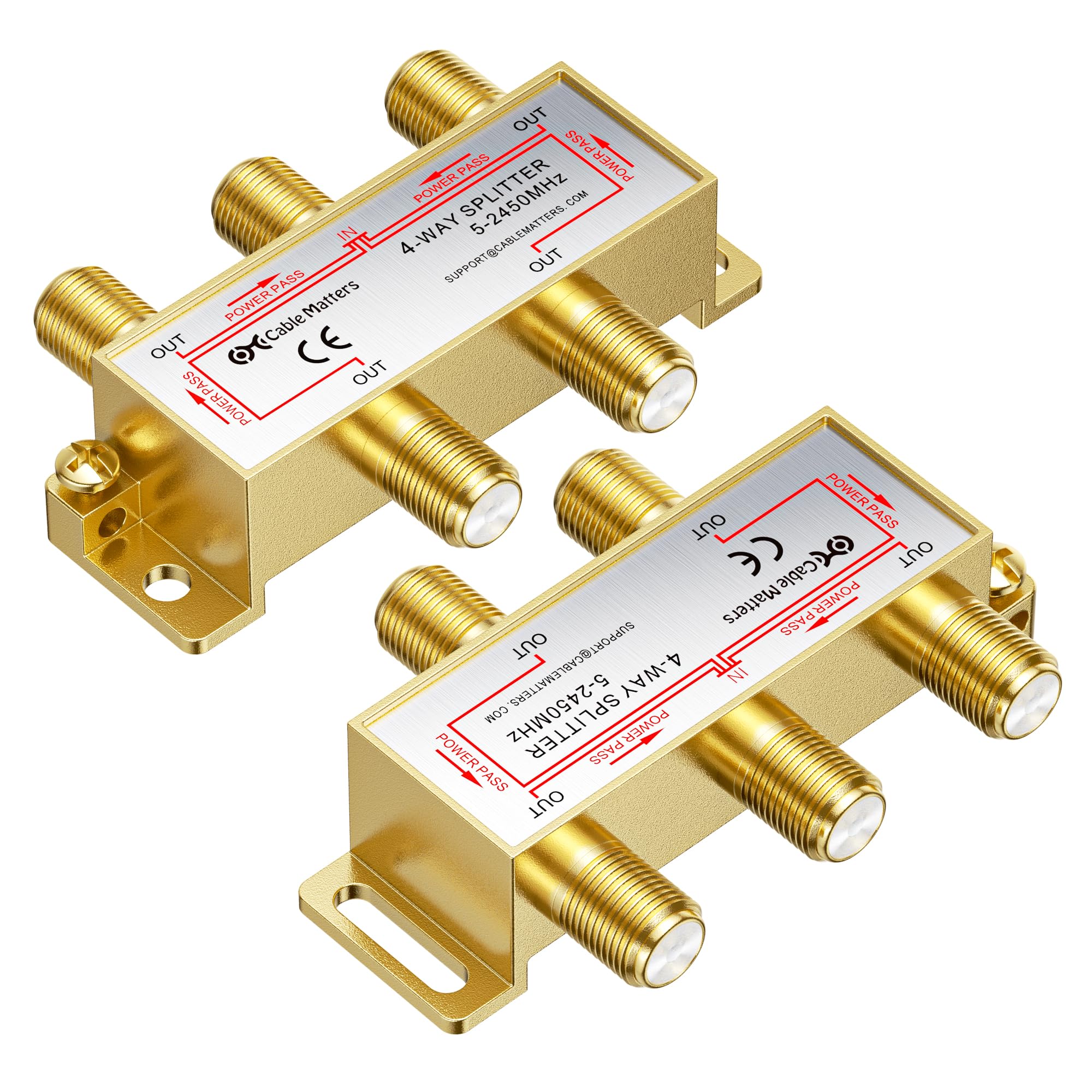 Cable Matters 2-Pack 2.4 GHz 4 Way Coaxial Cable Splitter