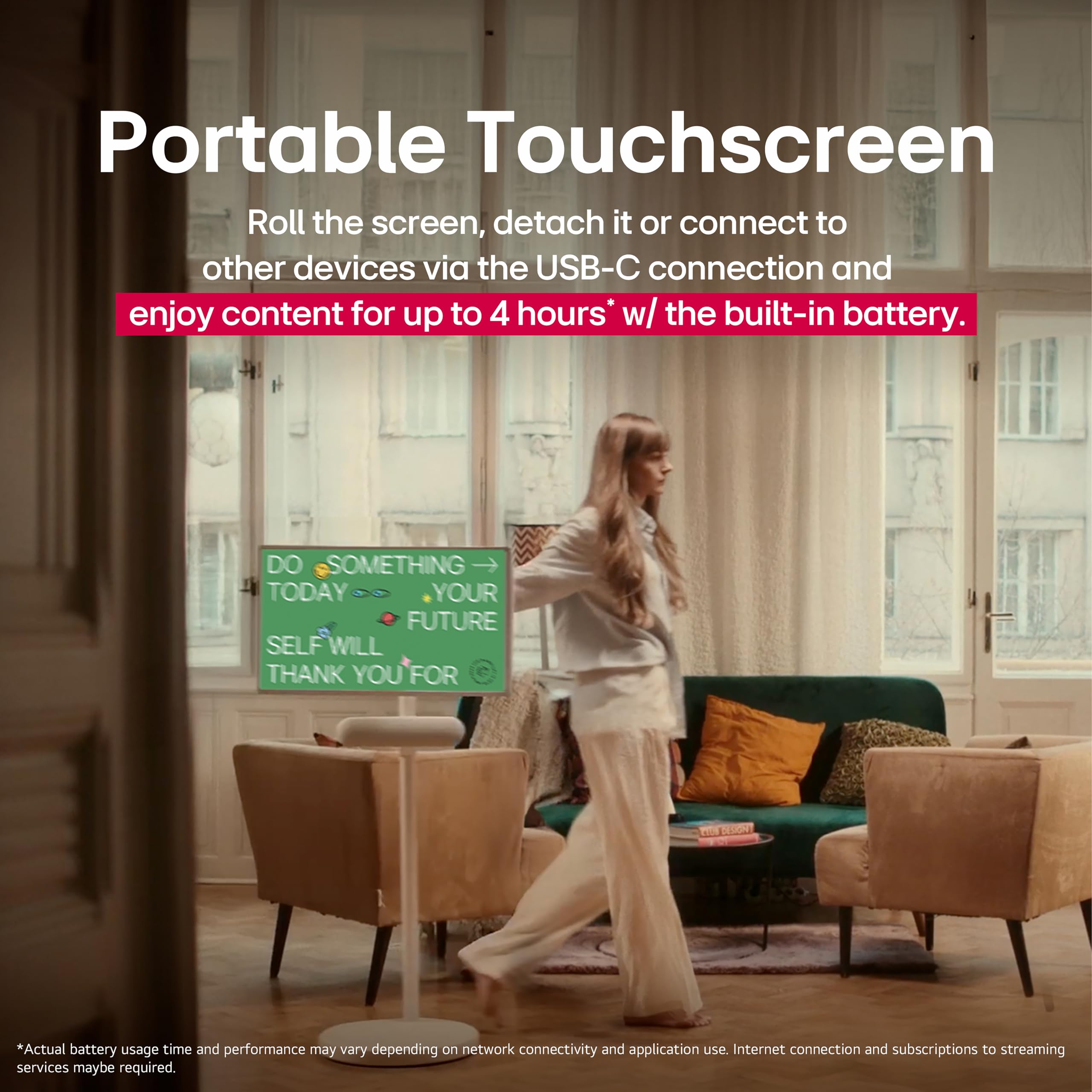 LG 27-Inch StanbyME 2 with Folio Cover, Portable Touch Screen, Dolby Vision, HDR10, Filmmaker Mode, Built-in Battery, Full Swivel Rotation (27LX6TYGA, 2025)