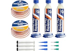 ESSMETUIN Solder Wick and Soldering flux for Electronics Repair, No Clean Flux, Solder Removal Kit