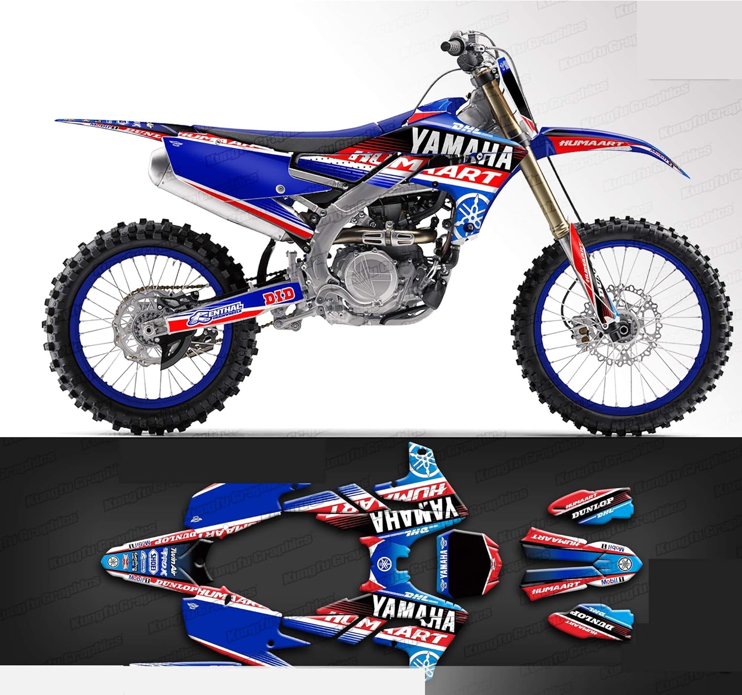 Amazon Com Kungfu Graphics Custom Decal Kit For 2018 2019 2020 2021 Yamaha Yzf450 Yz450f Blue Red Ymyzf25194518n008 Ko Automotive