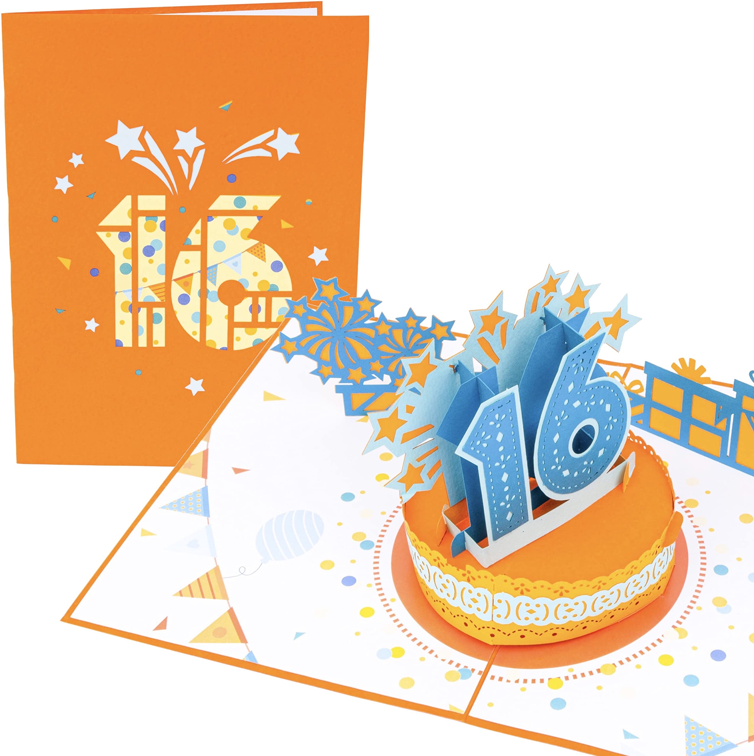 PopLife® 16th Birthday Message 3D Pop Up Card - Big Happy Birthday Sign, B-day Message, Surprise Birthday Card - For Husband, Wife, Boyfriend, Girlfriend, for Son, for In-laws, for Friend, for Teacher