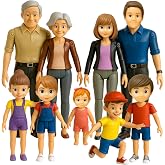 Dollhouse People, Bendable Dollhouse Family Set &ndash; 9 Poseable Figures Including Grandpa, Grandma, Mom, Dad, Sister, Brother, Cousins, and a Baby Girl &ndash; Perfect for Dollhouse Play and Imaginative Fun