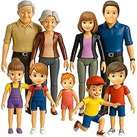 Dollhouse People, Bendable Dollhouse Family Set – 9 Poseable Figures Including Grandpa, Grandma, Mom, Dad, Sister, Brother, C