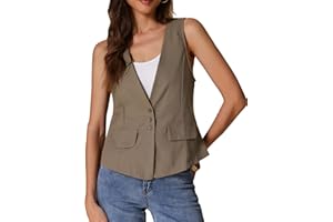 Allegra K Women's Casual Linen Vest Loose Sleeveless Blazer Lightweight Jacket Waistcoat