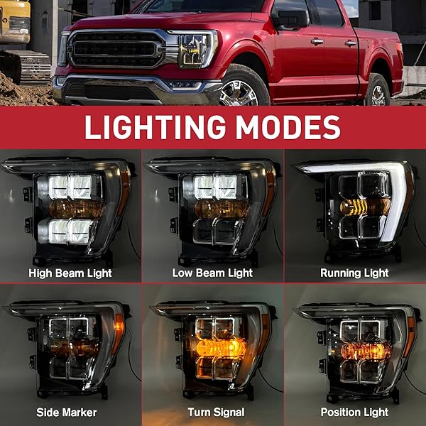 DUOLCTARMS W/O ADAPTIVE CHROME W/QUAD LED REFLECTOR HEADLIGHT HEADLAMP ASSEMBLY COMPATIBLE FOR 2021-2023 FORD F150 F-150 XLT/LARIAT LEFT DRIVER SIDE NL3Z-13008-G FO2502415