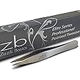 Zizzili Basics Elite Series Pointed Tweezers - Sharp Precision Tips + Surgical Grade Stainless Steel Tweezer for Professional Eyebrow and Facial Hair Removal
