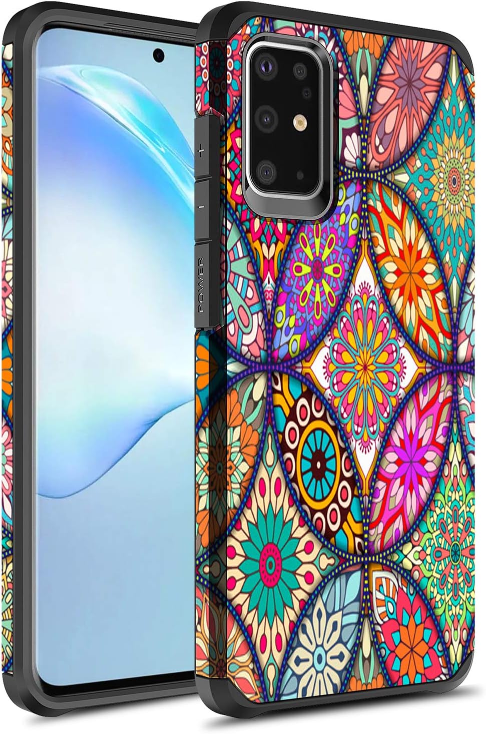Samsung Galaxy S20 Plus Case, Rosebono Slim Hybrid Dual Layer Shockproof Hard Cover Graphic Fashion Cute Colorful Silicone Skin Cover Armor Case for Samsung Galaxy S20 Plus (Colorful Mandala)