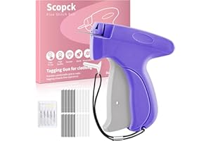 SCOPCK Stitch Gun for Clothes - Handheld Stitch Gun Quick Clothing Fixer - Tagging Gun - Includes 6 Needle, 1000 Black Fasteners & 1000 White Fasteners (Purple)