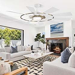 WINGBO 84" Windmill Ceiling Fan with Lights, 3