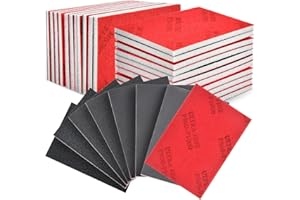 Akamino 56 Pcs 3 x 4 Inch 180-2500 Grit Sanding Sponge Set, Ultra Fine Sanding Block Wet Dry Sandpaper, Flexible Soft Foam Sa