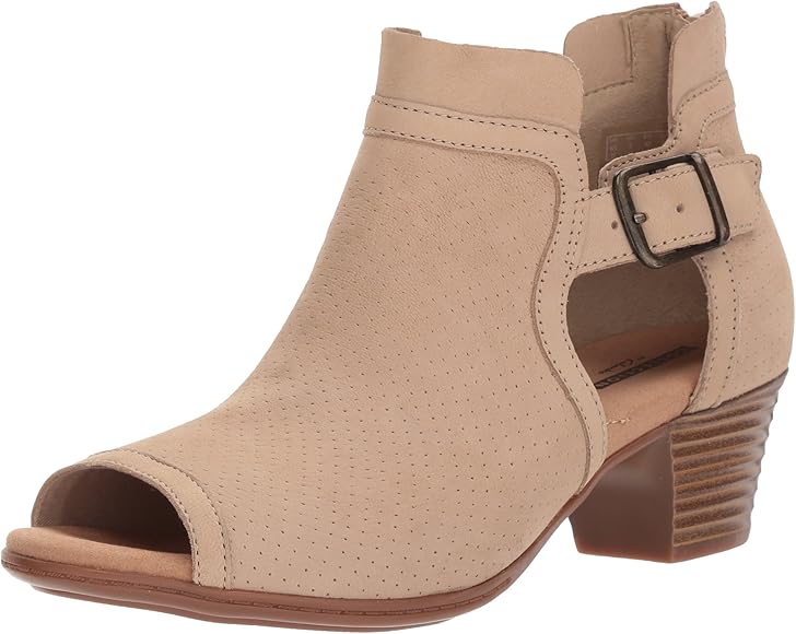 clarks nubuck leather perforated heeled sandals