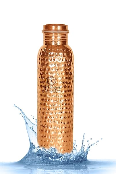 Divine Copper Handmade Hammer Pure Copper Water Bottle,1000Ml