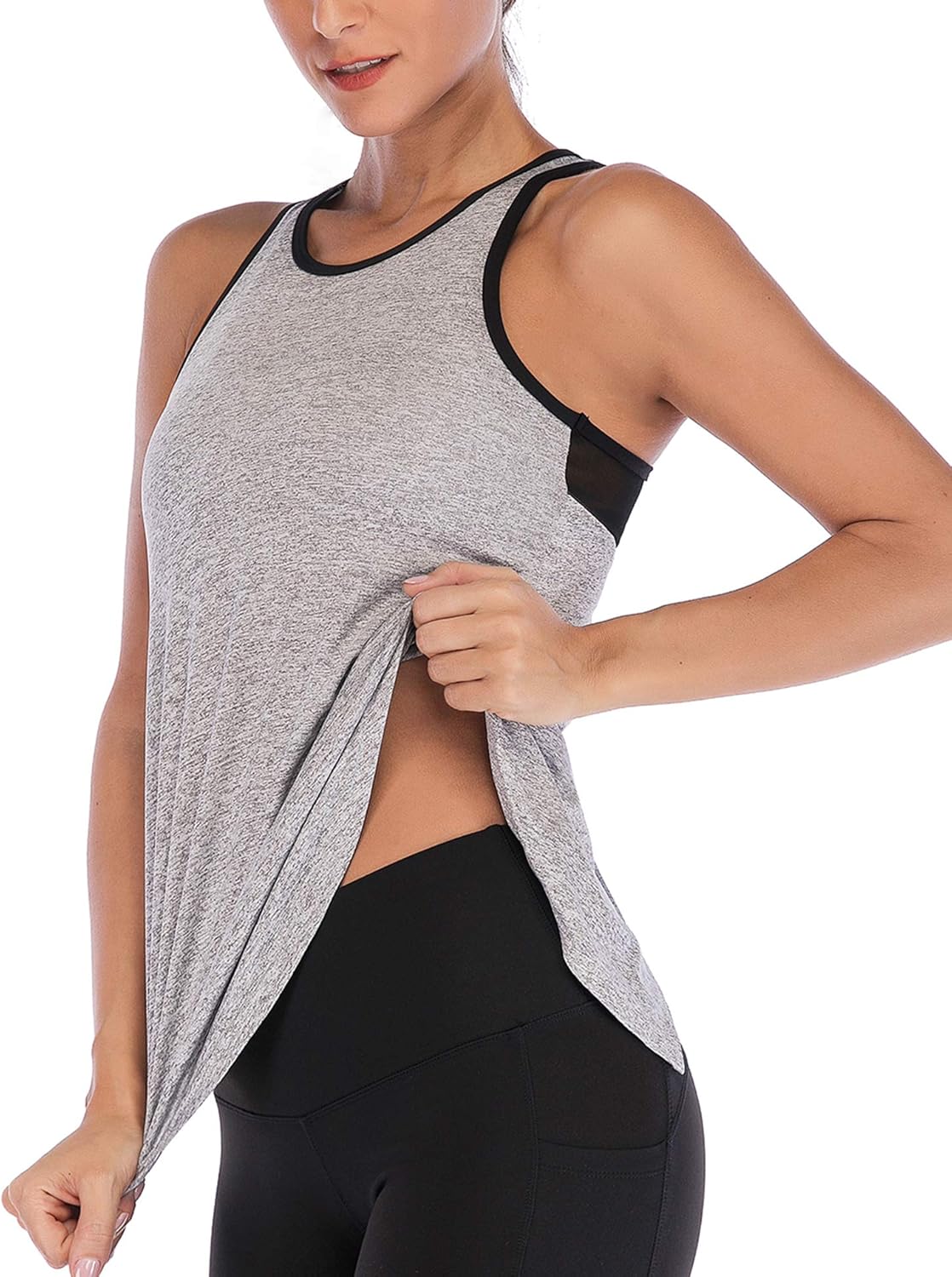 ADOME Workout Tops for Women Loose fit Racerback Tank Tops for Women Mesh Backless Muscle Tank Running Tank Tops at  Women’s Clothing store
