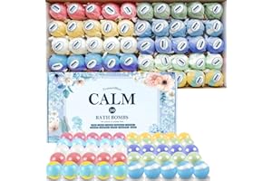 TranquilBliss Bath Bombs Set 50 PCS with 10 Rich Scents, Bath Bombs for Women, Natural Bubble Bombs with Shea Butter & Safe Oil, Ideal for Christmas, Birthday, Valentine's Day Mother's Day Present