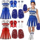 JenPen 10 Pcs Girls Cheerleader Costume, Set of 2 Cheer Uniform Fancy Dress Outfit for Halloween Party Gifts 6-10 Years