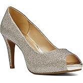 Bandolino Women's Rainaa Pump, Gold Glamour Material, 5 Wide